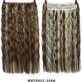 Cheveux Synthétiques Longs Ondulés 24 Pouces – Clip Noir Brune, Résistance Thermique
