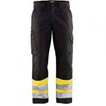 Pantaloni da lavoro ad alta visibilità 1564 nero/giallo fluorescente 3XL FR(54) SE(C60) Norme