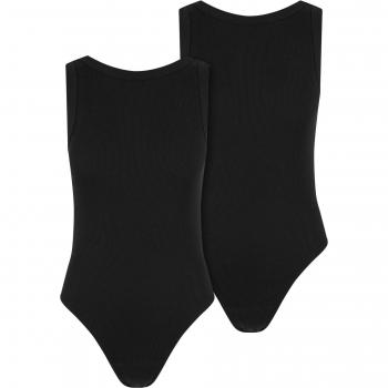 Body Rigato Senza Maniche Donna 2 Pezzi Nero XS