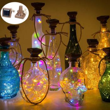 Solar Energy Wine Bottle String Lights with Fairy LED
