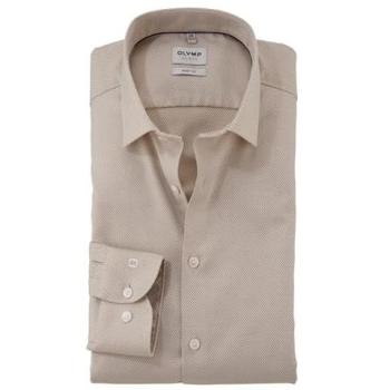 OLYMP Level Five Slim Fit Helles Braun Hemd 44 – Männer