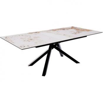 Table extensible Edge 180-220 en céramique Minas blanc-beige