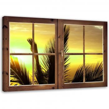 Feeby Lienzo, Vista Tropical de Palmera 60x40 Amarillo