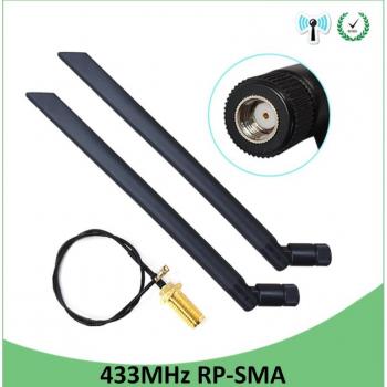 Antenne 2 pièces 433Mhz 5dbi avec connecteur RP-SMA et câble de rallonge