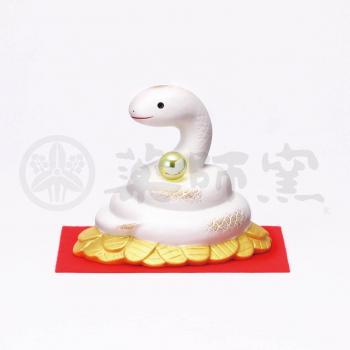 Zodiac Snake Gold Charm for Reiwa 7 – White Brocade