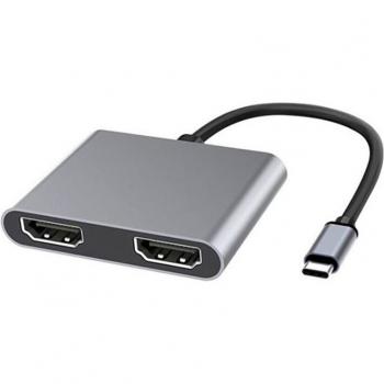 Adaptador HDMI Dual 2 en 1 Tipo C, HUB para Dos Monitores con Soporte 4K