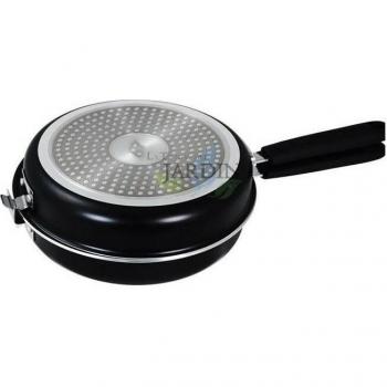 Poêle à Double Compartiment pour Omelettes et Crêpes 20 cm Noir