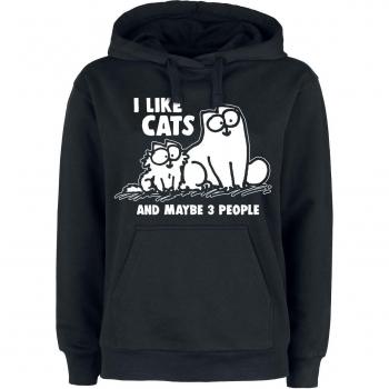 Felpa Donna Nero con Cappuccio I Like Cats S a 3XL Simon's Cat