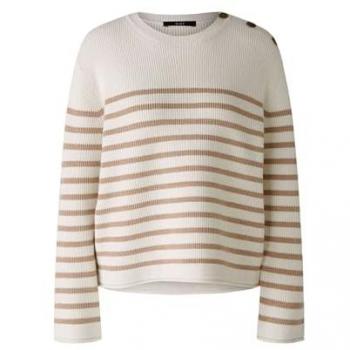 Oui Viskose-Pullover mit Rundhalsausschnitt