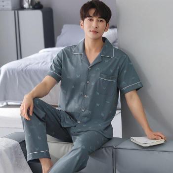 Pijama de dormir de manga corta para hombre y mujer 100% algodón M-4XL