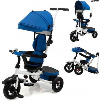Passeggino Triciclo Blu: Sedile Inverso, Poggiapiedi Flessibile