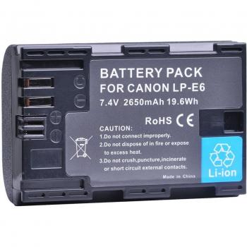 Batterie haute capacité 2650 mAh LP‑E6 / LP‑E