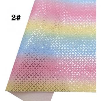 0.7mm Fish Scale Pattern Rainbow Faux Leather Vinyl Fabric Sheets 21x29cm R418A