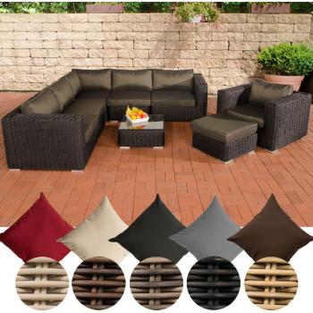 Gartenmöbel-Set ARIANO: Polsterauflagen, Rattan schwarz, Anthrazit