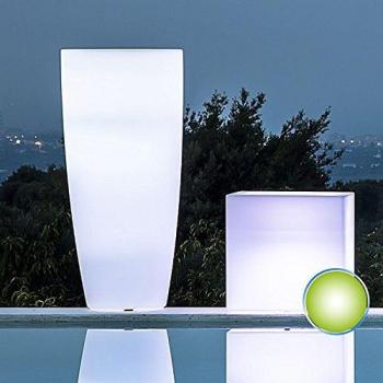 Vaso luminoso tondo mod. Agave h 90 con luce verde