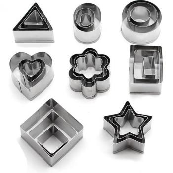 Clay Cutter Set 24pcs Stainless Steel Round Square Molds