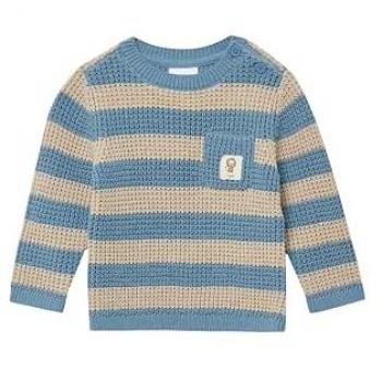 Jungenspezifischer S.Oliver Pulli mit Taschenstreifen – Blau/Beige, 86 cm