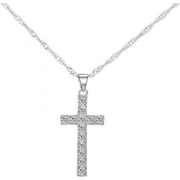 Unisex Rhinestone Cross Necklace with Jesus Pendant