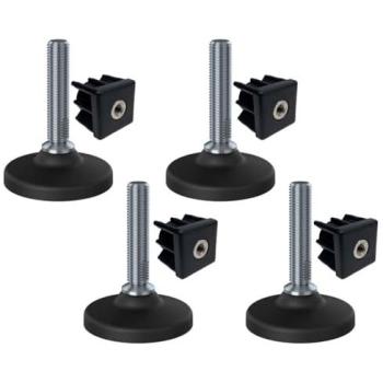 Set van 4 Roestvrije Stelvoeten M16x70mm + 40x40x2mm Inzetstuk