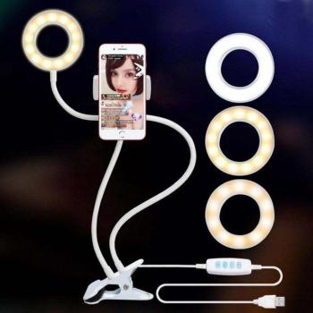 Adjustable Desktop Selfie Ring Light with Holder