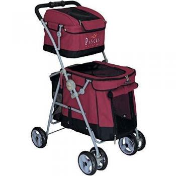 Poussette duo pour chien rouge