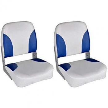 VidaXL Foldable Boat Seats with Backrest and Blue-White Pillow