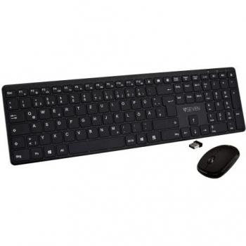 Sets clavier-souris V7 élégants sans fil Bluetooth 2.4 GHz QWERTZ en allemand noir