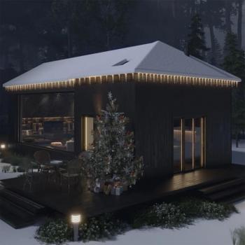 Luci di Natale a Ghiacciolo 40pz Bianco Caldo con Telecomando in Acrilico