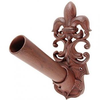Esschert Design Fahnenmasthalter mit Fleur de lis Motiv, braun, 12,5 x 21 x 27,2 cm