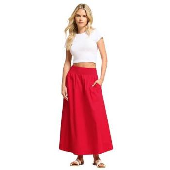 PixieGirl Petite – Jupe Midi Poplin Rouge, Taille 44 Petite
