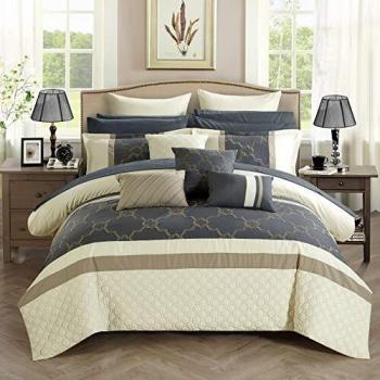 Queen Bed In‑Bag Comforter Collection – 16 Pieces, Off‑White – Chic Home