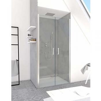 Paroi de douche pivotante double 70x200 cm profilé chrome verre 6mm