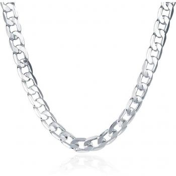 Collar unisex de cadena lateral en plata 925, 16/18/20/22/24 pulgadas, 8MM