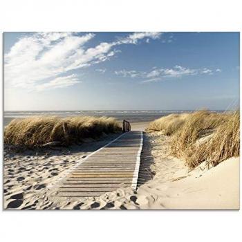 Beinfarbenes Glasbild „Langeoog Strand“ (80×60 cm)