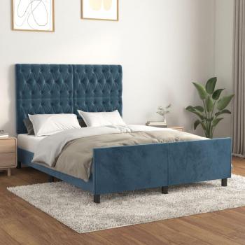 Bettgestell Dunkelblau 140x190 cm Samt vidaXL ohne Matratze