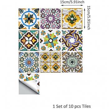 10PCS PVC Retro Wall Stickers for Kitchen and Bathroom