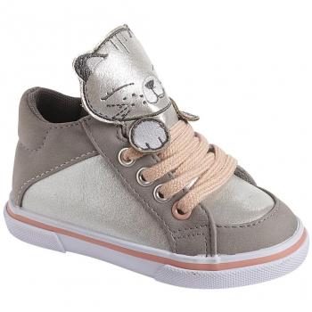 Vertbaudet Zapatillas de Deporte Bebé Niña, Gris Moyen Metallisé, Talla 21 EU