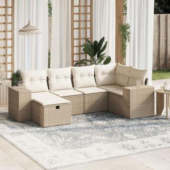 Sofás de Patio Torana 6 Unidades, Ratán Sintético, Color Beige