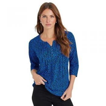 M&Co 3/4 Sleeve Printed Henley Tee (Size 12)