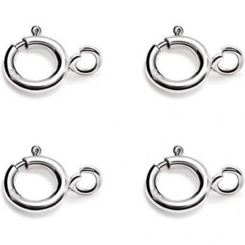 10pcs 925 Silver Round Spring Clasp Hooks for Necklace and Bracelet Connectors