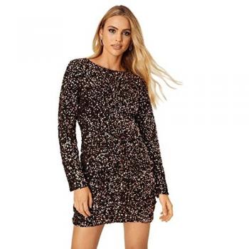 Mini Dress: Bronze Ruched Velvet with Sequins – Dorothy Perkins