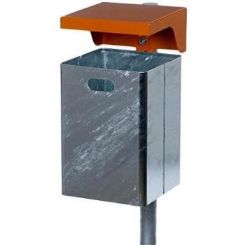 Poubelle de rue en acier galvanisé, sans cendrier, serrure triangulaire, 40 litres, dimensions B 310 x D 360 x H 600 mm, finition métal argenté