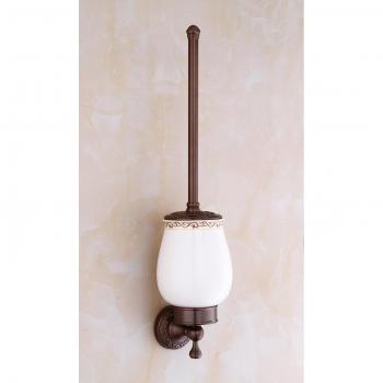 Space Saving Oil Rubbed Bronze Toilet Brush and Holder, Wall Mounted, Solid Brass/Ceramic