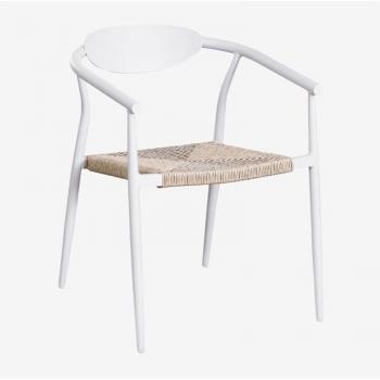 Marsha Sklum – Sedie da Pranzo Impilabili 2x con Braccioli in Alluminio e Rattan Sintetico