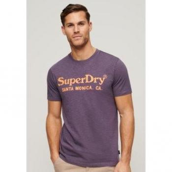 Soot Purple Superdry Venue Logo T-Shirt – Short Sleeve, XL Male