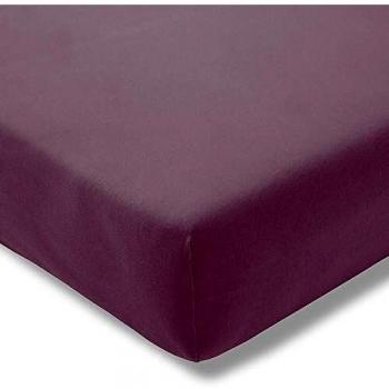 Drap-housse jersey fin Maco Estella Aubergine – Répassement Superflu