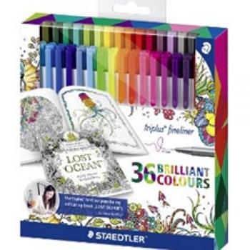 Rotuladores Staedtler Triplus Fineliners Edicion Johanna Basford Estuche Plastico de 36 Colores