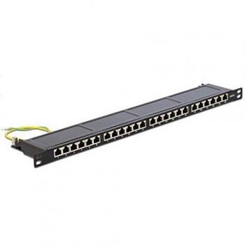 Panneau de brassage DeLOCK 24 ports RJ-45, noir de jais, RAL 9005, 0.5U, profil bas 19