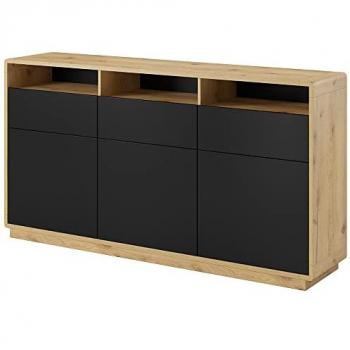 Sideboard ALBANY-83, 180 cm, Taurus Eiche Nb. mit schwarz matt Absetzungen