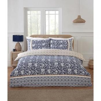 Eleanor Dual-Patterned Duvet Cover Set – King (Blue, White)